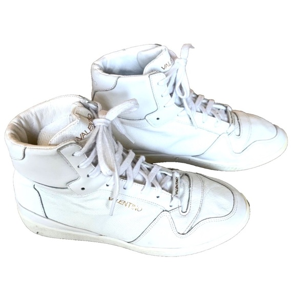 Valentino ~ White Leather High Top Sneakers ~ Men's US 8 / EU 41; Italy - Picture 7 of 15